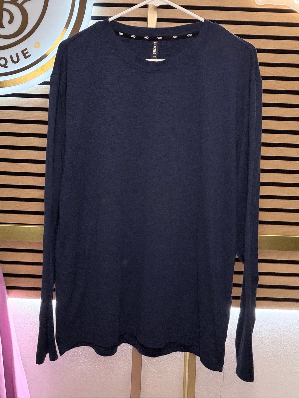 Men's Long Sleeve Crewneck Shirt - Deep Navy